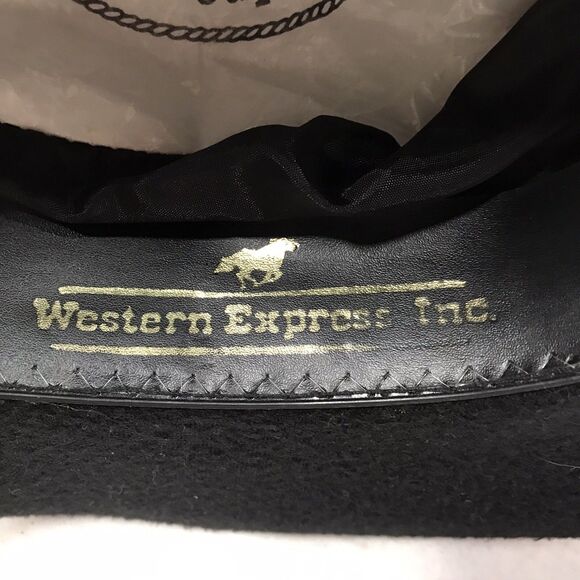WESTERN EXPRESS Felt Stetson Hat Men 7 Cowboy Westworld Man in Black Gold Trim - Picture 7 of 14
